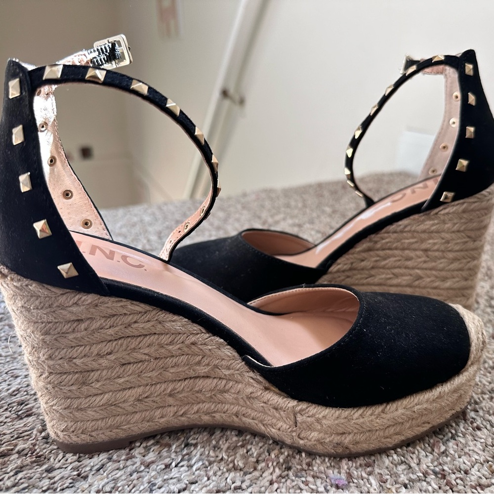 Black Espadrilles with unique gold detail